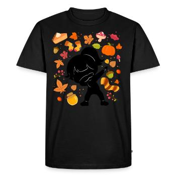 Silhouette Filles Automne Citrouille d’érable Automne - T-shirt Premium bio Homme - noir - Devant - Nico (187cm)