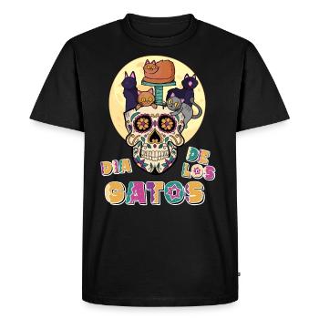 Dia de Los Gatos Cat Défenseur des droits des animaux - T-shirt Premium bio Homme - noir - Devant - Nico (187cm)