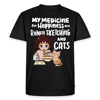 My medicine for happiness is anime, - Men's Premium Organic T-Shirt - black - Front - Nico (187cm)