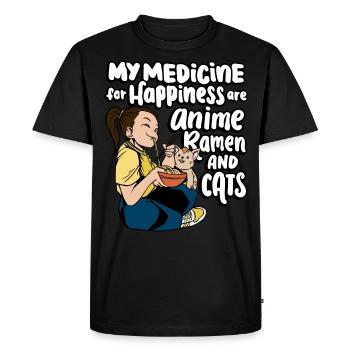My medicine for happiness is anime, - Men's Premium Organic T-Shirt - black - Front - Nico (187cm)