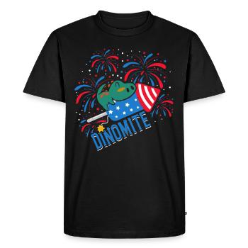 Dinomite Feux d’artifice 4 juillet Dinosaures - T-shirt Premium bio Homme - noir - Devant - Nico (187cm)