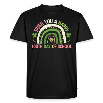 Irish You A Happy 100th Day Of School Green - Men's Premium Organic T-Shirt - black - Front - Nico (187cm)