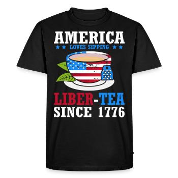 America loves to drink Liber-tea, since the - Men's Premium Organic T-Shirt - black - Front - Nico (187cm)