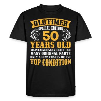 Oldtimer 50 ans 50e anniversaire hommes hommes - T-shirt Premium bio Homme - noir - Devant - Nico (187cm)