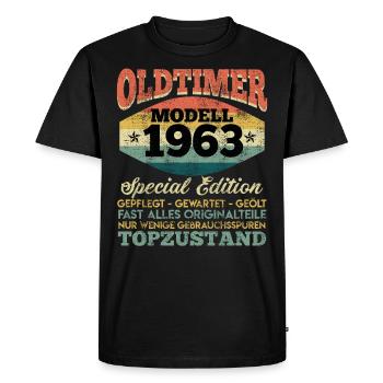 Oldtimer 1963er Modell 60 Jahre Männer - Männer Premium Bio T-Shirt - Schwarz - Vorne - Nico (187cm)