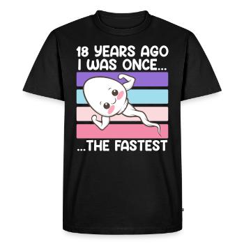 Il y a 18 ans, j’étais le plus rapide - T-shirt Premium bio Homme - noir - Devant - Nico (187cm)