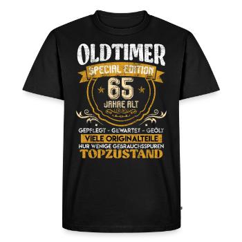 Voiture classique 65 ans 65 anniversaire - T-shirt Premium bio Homme - noir - Devant - Nico (187cm)