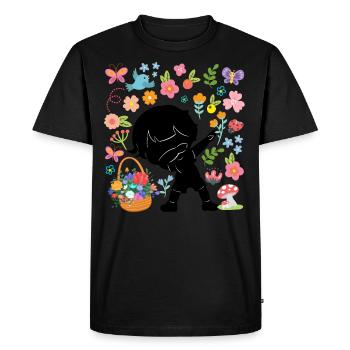 Silhouette Dabbing Boy Hippie Bouquet Spring - Men's Premium Organic T-Shirt - black - Front - Nico (187cm)