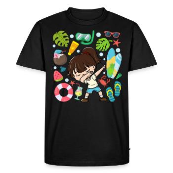 Dabbing Girl Beach Lifestyle Daylight Saving Time Moderate - Men's Premium Organic T-Shirt - black - Front - Nico (187cm)