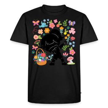 Silhouette Dabbing Girl Hippie Bouquet Spring - Men's Premium Organic T-Shirt - black - Front - Nico (187cm)