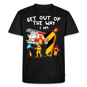 Fire engine firefighting I am 1 year old, - Men's Premium Organic T-Shirt - black - Front - Nico (187cm)