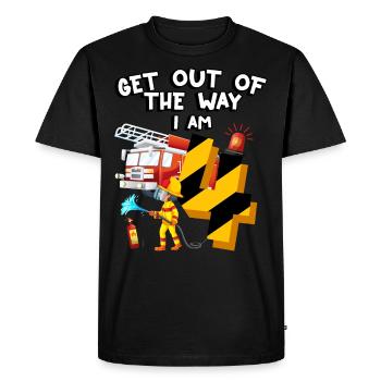 Fire engine firefighting I am 4 years old - Men's Premium Organic T-Shirt - black - Front - Nico (187cm)