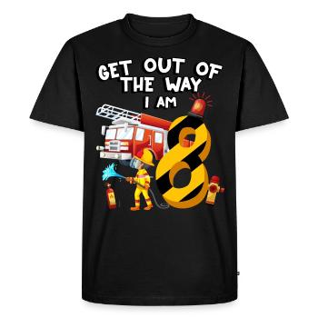 Fire engine firefighting I am 8 years old - Men's Premium Organic T-Shirt - black - Front - Nico (187cm)