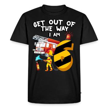 Fire engine firefighting I am 6 years old - Men's Premium Organic T-Shirt - black - Front - Nico (187cm)