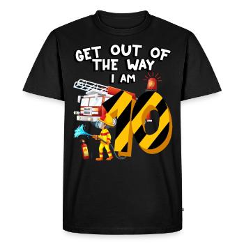 Fire engine firefighting I am 10 years old - Men's Premium Organic T-Shirt - black - Front - Nico (187cm)