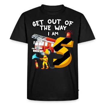 Fire engine firefighting I am 5 years old - Men's Premium Organic T-Shirt - black - Front - Nico (187cm)