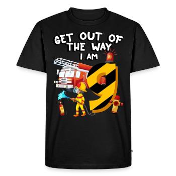 Fire engine firefighting I am 9 years old - Men's Premium Organic T-Shirt - black - Front - Nico (187cm)
