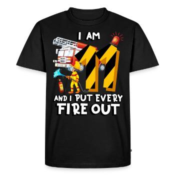 Fire engine Firefighting I am 11 years old - Men's Premium Organic T-Shirt - black - Front - Nico (187cm)