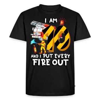 Fire engine firefighting I am 10 years old - Men's Premium Organic T-Shirt - black - Front - Nico (187cm)