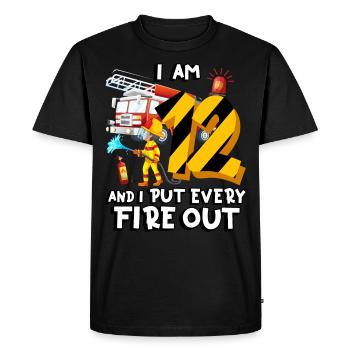 Fire engine Firefighting I am 12 years old - Men's Premium Organic T-Shirt - black - Front - Nico (187cm)