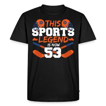 Cette légende du sport a maintenant 53 ans, match de hockey 53. - T-shirt Premium bio Homme - noir - Devant - Nico (187cm)