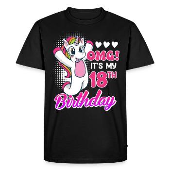 18 years girl 18th birthday unicorn - Men's Premium Organic T-Shirt - black - Front - Nico (187cm)
