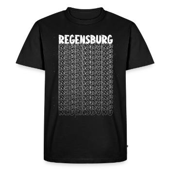 Regensburg Germany City Font Skyline - Men's Premium Organic T-Shirt - black - Front - Nico (187cm)