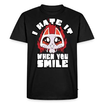 I hate it when you smile | - Men's Premium Organic T-Shirt - black - Front - Nico (187cm)