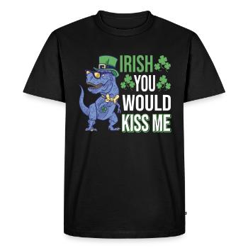 Irlandais, tu m’embrasserais | La Saint-Patty | Irlandais - T-shirt Premium bio Homme - noir - Devant - Nico (187cm)
