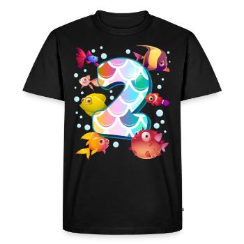 2e anniversaire | Rainbow Fish Anniversaire | - T-shirt Premium bio Homme - noir - Devant - Nico (187cm)