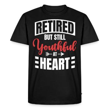 Retraité, mais encore jeune de cœur - T-shirt Premium bio Homme - noir - Devant - Nico (187cm)