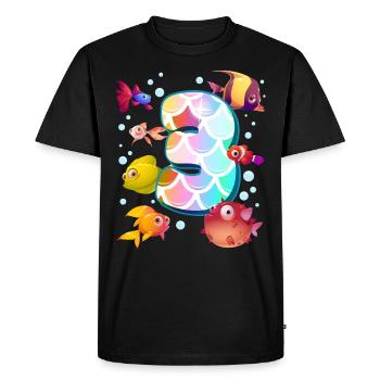 3e anniversaire | Rainbow Fish Anniversaire | - T-shirt Premium bio Homme - noir - Devant - Nico (187cm)
