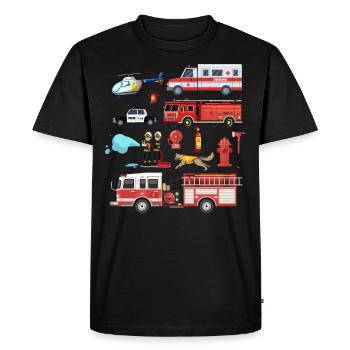 Pompier Pompier Pompier Sauveteur Pompier - T-shirt Premium bio Homme - noir - Devant - Nico (187cm)