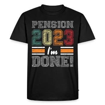 Pension 2023 J’ai terminé ma retraite - T-shirt Premium bio Homme - noir - Devant - Nico (187cm)