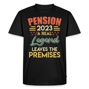 La légende quitte le site du locataire en 2023 - T-shirt Premium bio Homme - noir - Devant - Nico (187cm)