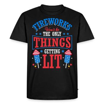 Le 4 juillet, non seulement des feux d’artifice seront allumés - T-shirt Premium bio Homme - noir - Devant - Nico (187cm)