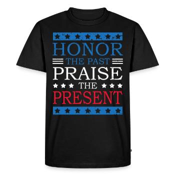 Honorer le passé, louer le présent - T-shirt Premium bio Homme - noir - Devant - Nico (187cm)