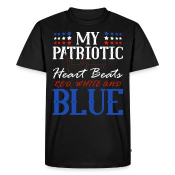 My patriotic heart beats red-white-blue - Men's Premium Organic T-Shirt - black - Front - Nico (187cm)