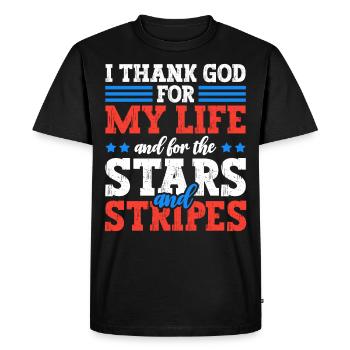 Je remercie Dieu pour ma vie et pour les étoiles - T-shirt Premium bio Homme - noir - Devant - Nico (187cm)