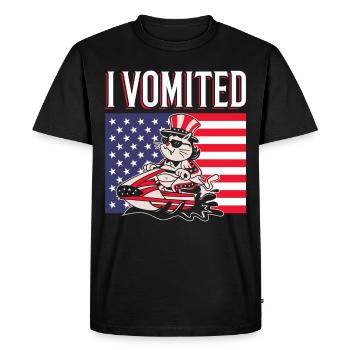 I vomited jet ski cat choice parody 4. - Men's Premium Organic T-Shirt - black - Front - Nico (187cm)