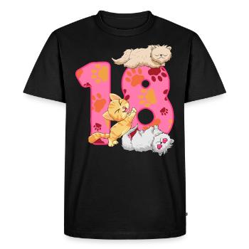 Chaton de 18e anniversaire | Chemise d’anniversaire de chat - T-shirt Premium bio Homme - noir - Devant - Nico (187cm)