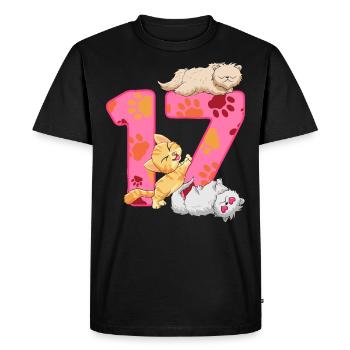 Chaton de 17e anniversaire | Chemise d’anniversaire de chat - T-shirt Premium bio Homme - noir - Devant - Nico (187cm)