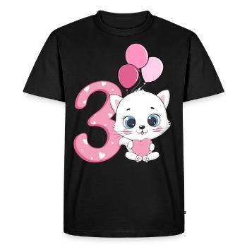 Chaton 3ème anniversaire | Chemise d’anniversaire de chat | - T-shirt Premium bio Homme - noir - Devant - Nico (187cm)