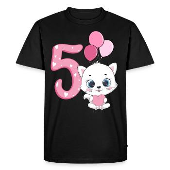 5e anniversaire Chaton | Chemise d’anniversaire de chat | Chat - T-shirt Premium bio Homme - noir - Devant - Nico (187cm)
