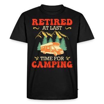La retraite enfin l’heure du camping - T-shirt Premium bio Homme - noir - Devant - Nico (187cm)