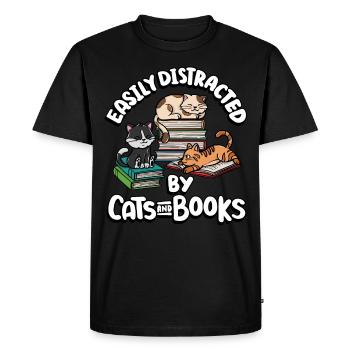 Le livre est bon Cat le fait mieux | - T-shirt Premium bio Homme - noir - Devant - Nico (187cm)