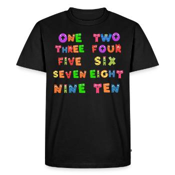 One to ten counting numbers monster face - Men's Premium Organic T-Shirt - black - Front - Nico (187cm)