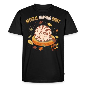 Chemise de sieste officielle Sleepy Cat Saison d’automne - T-shirt Premium bio Homme - noir - Devant - Nico (187cm)