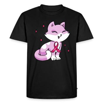 Chat nœud rose mignon octobre - T-shirt Premium bio Homme - noir - Devant - Nico (187cm)