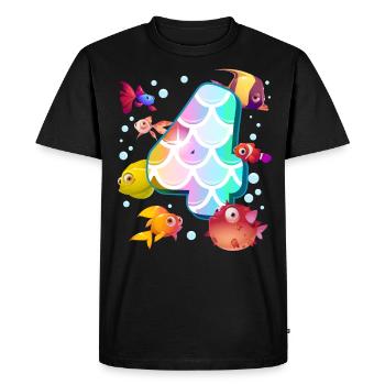 4e anniversaire | Rainbow Fish Anniversaire | - T-shirt Premium bio Homme - noir - Devant - Nico (187cm)